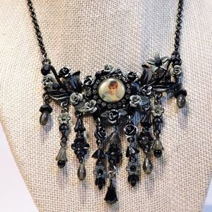 Victorian Beaded Gothic Cameo Necklace